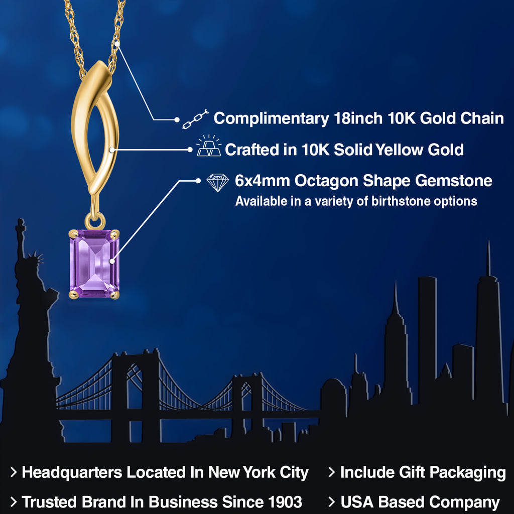 Amethyst - February_Pendant in 10K Yellow Gold