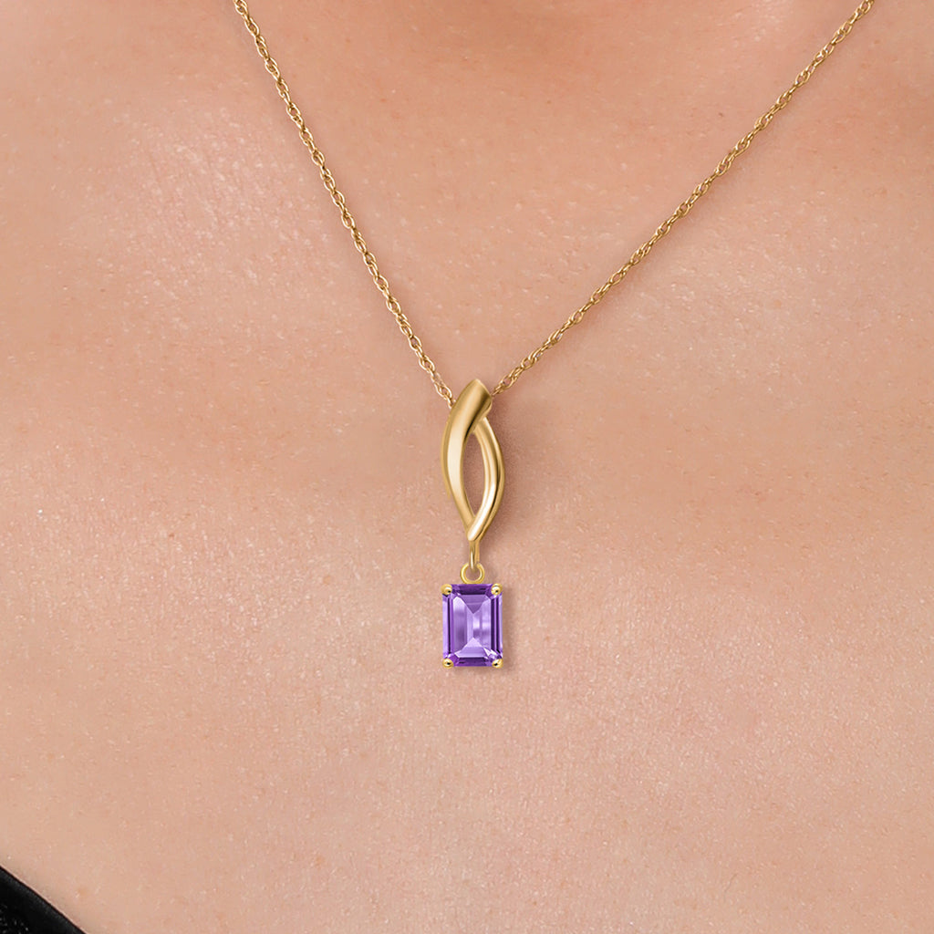 Amethyst - February_Pendant in 10K Yellow Gold