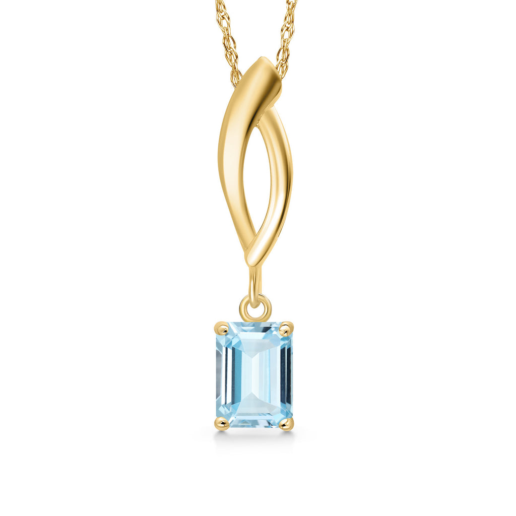 Aquamarine - March_Pendant in 10K Yellow Gold