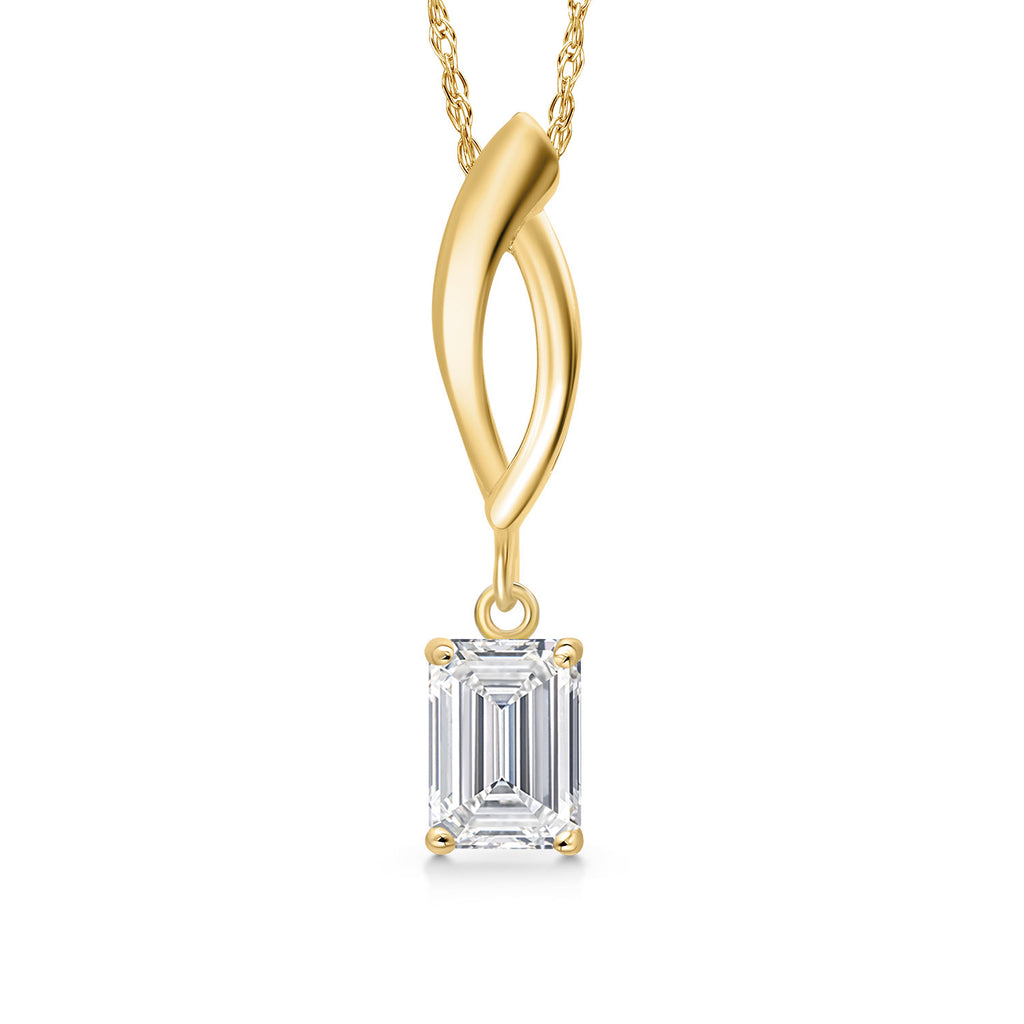 White Lab Grown Diamond - April_Pendant in 10K Yellow Gold