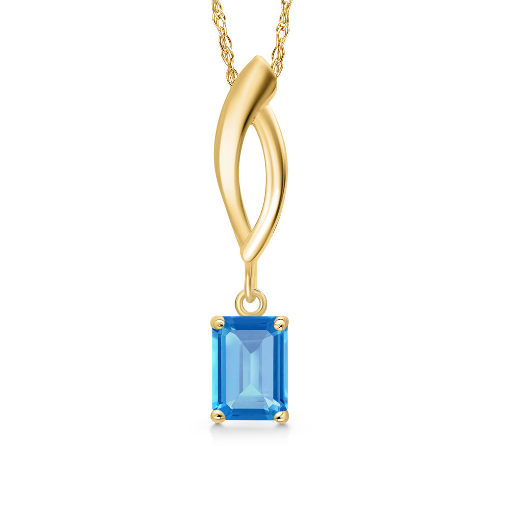 Swiss Blue Topaz - November_Pendant in 10K Yellow Gold