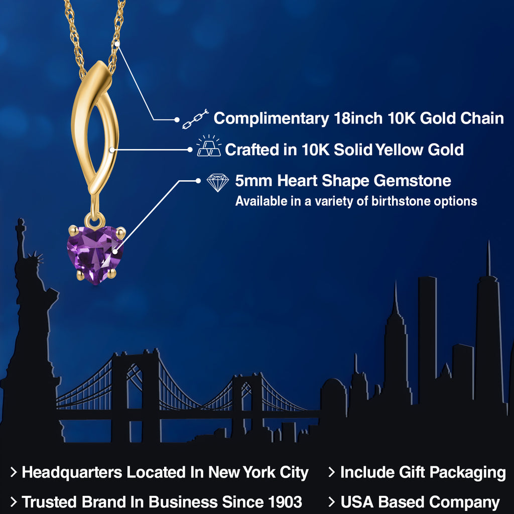Amethyst - February_Pendant in 10K Yellow Gold