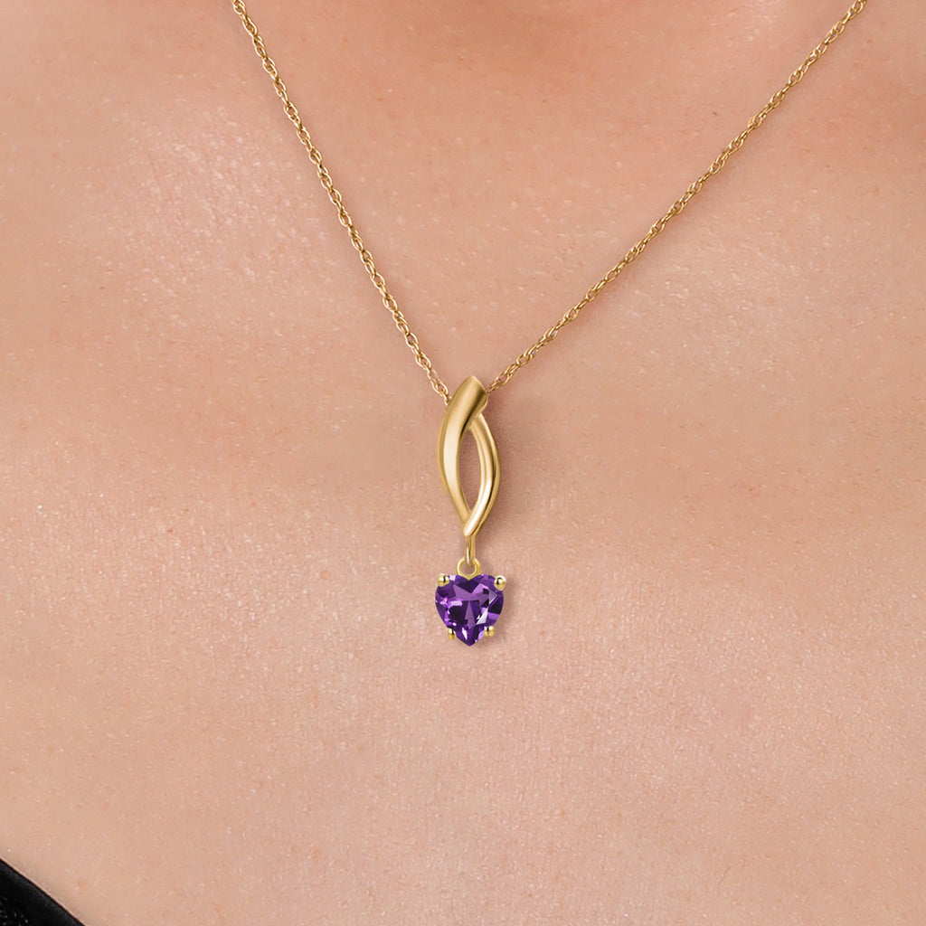 Amethyst - February_Pendant in 10K Yellow Gold