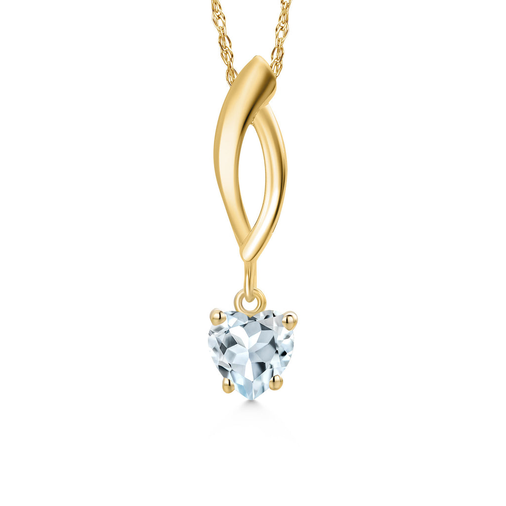 Aquamarine - March_Pendant in 10K Yellow Gold