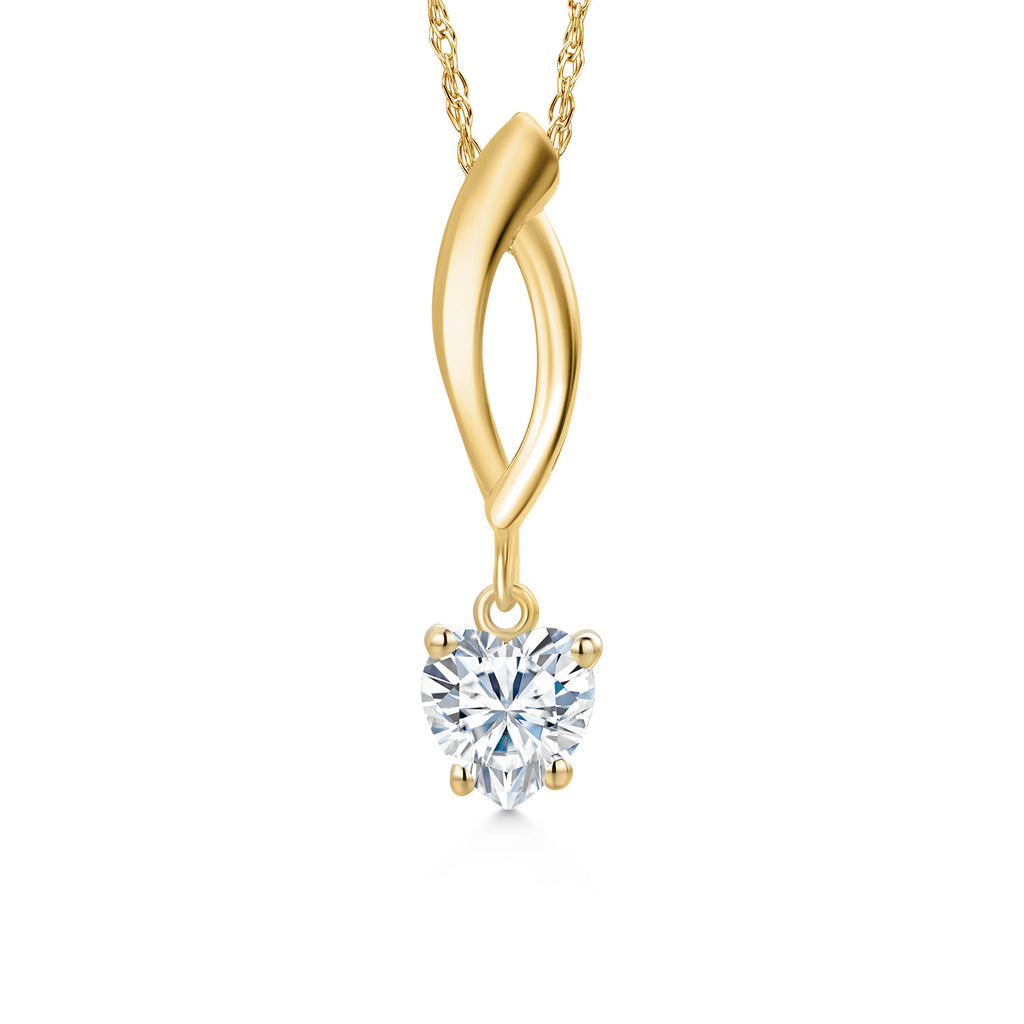 White Moissanite - April_Pendant in 10K Yellow Gold
