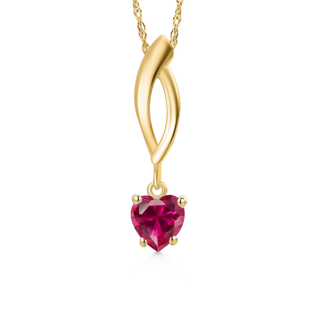 Created Ruby - July_Pendant in 10K Yellow Gold