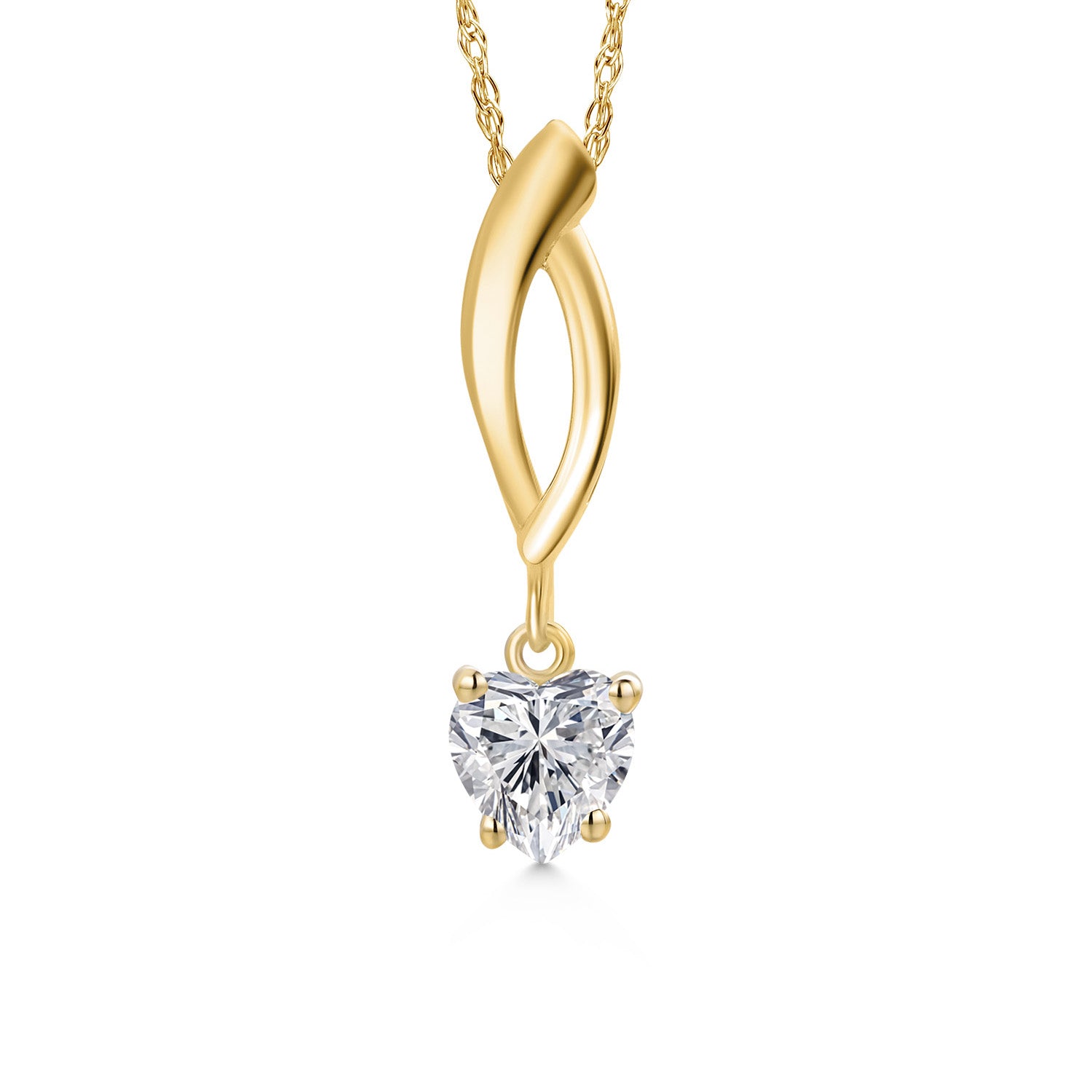 10K Yellow Gold Lab Grown Diamond Pendant Necklace for Women | 0.54 Cttw | Gemstone April Birthstone | Heart Shape 5MM | With 18 Inch Chain