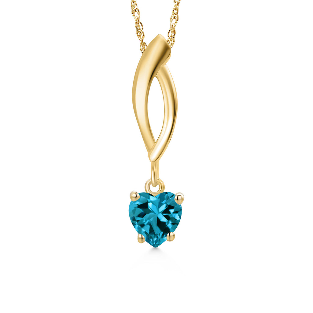 London Blue Topaz - November_Pendant in 10K Yellow Gold