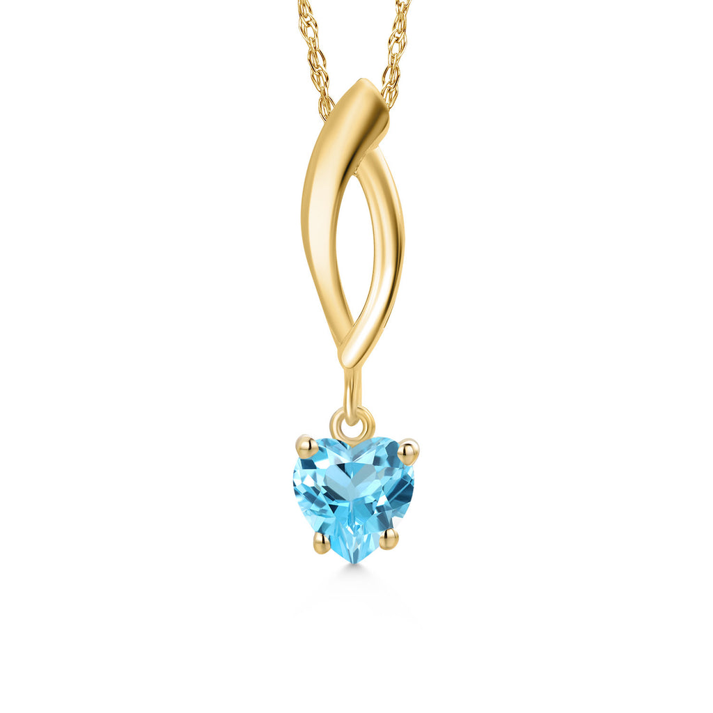 Swiss Blue Topaz - November_Pendant in 10K Yellow Gold