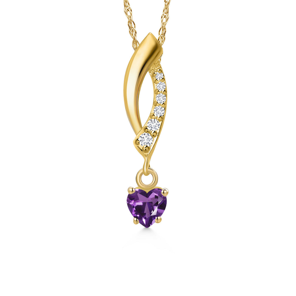Amethyst - February_Pendant in 10K Yellow Gold