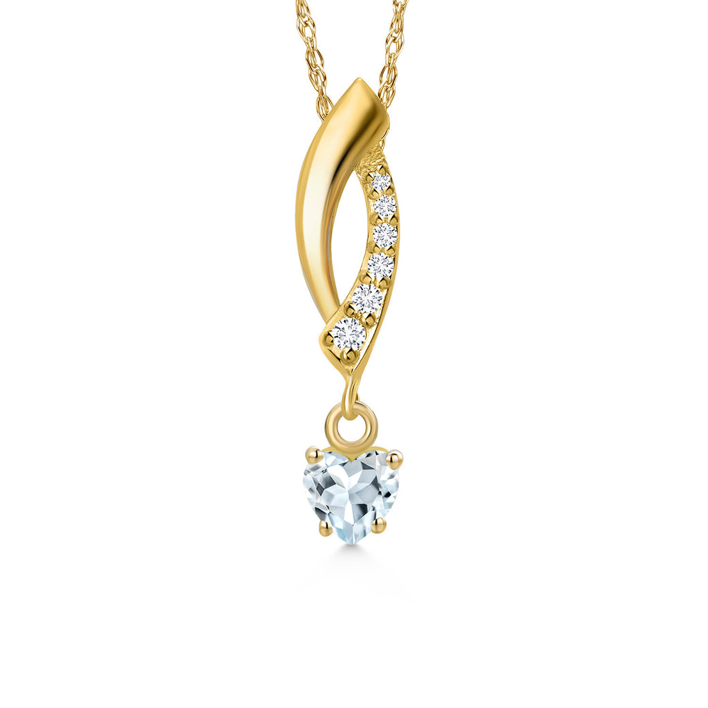 Aquamarine - March_Pendant in 10K Yellow Gold