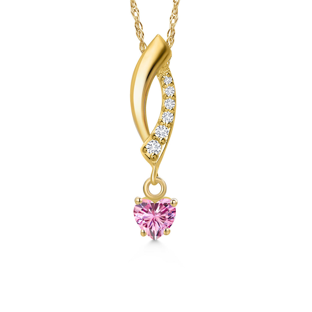 Pink Moissanite - April_Pendant in 10K Yellow Gold