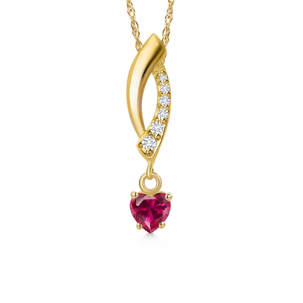 Created Ruby - July_Pendant in 10K Yellow Gold