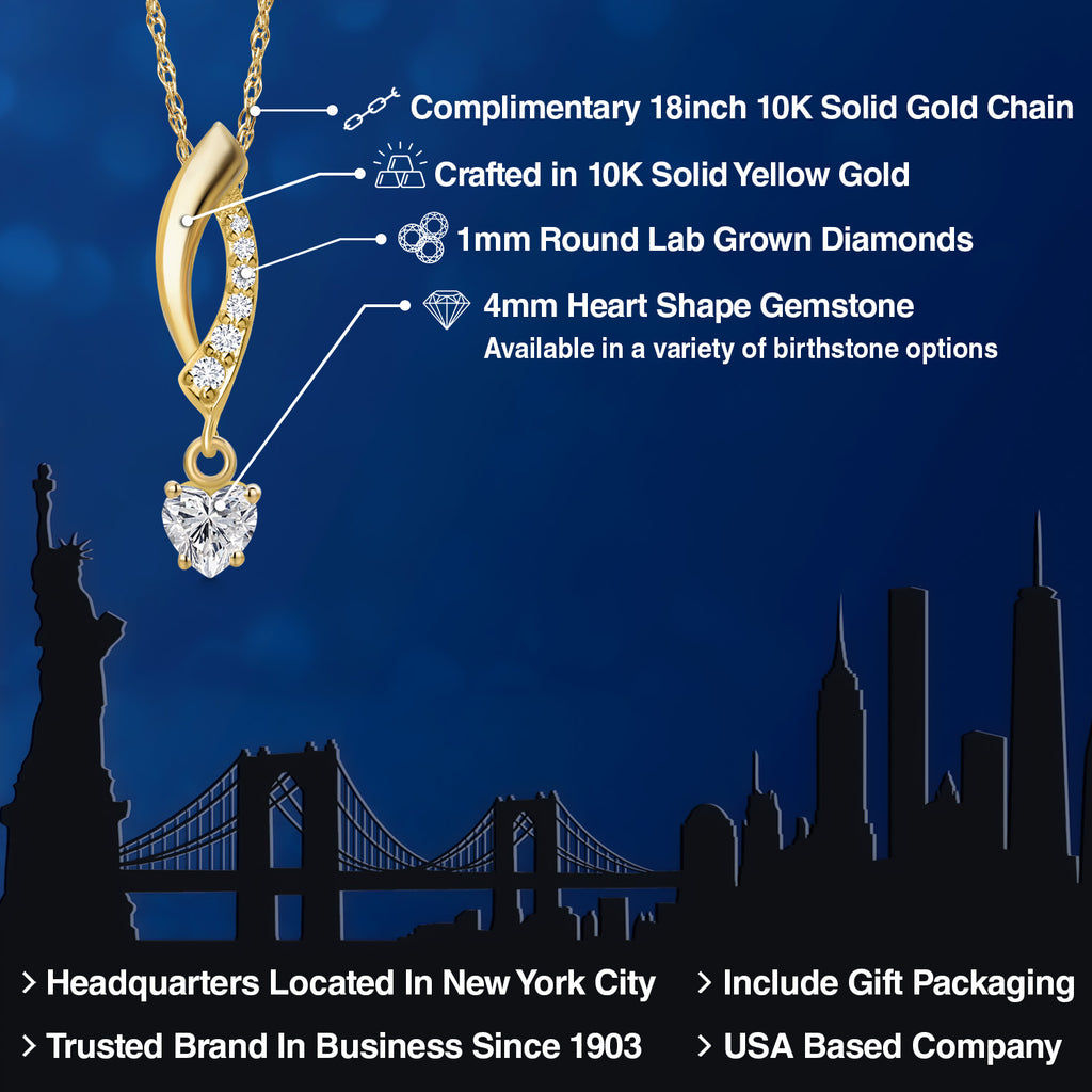 White Lab Grown Diamond - April_Pendant in 10K Yellow Gold