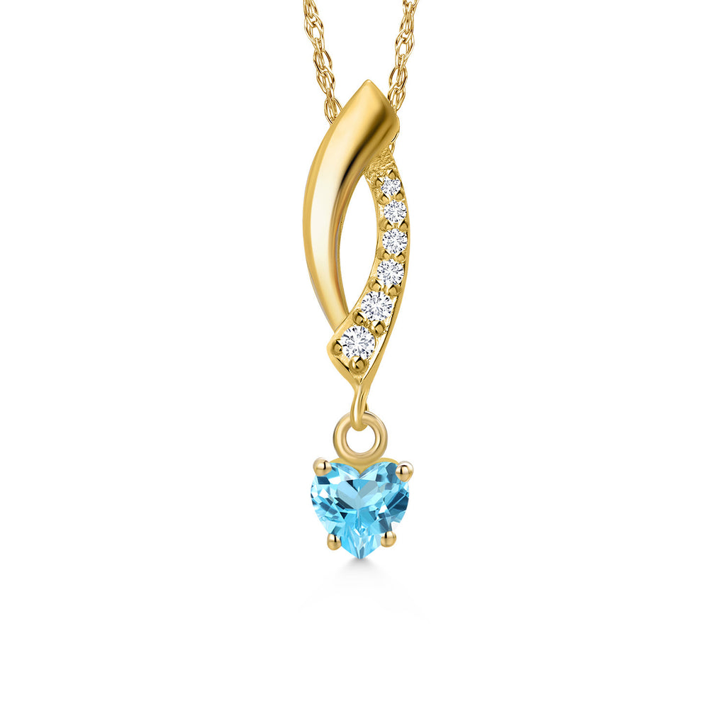 Swiss Blue Topaz - November_Pendant in 10K Yellow Gold