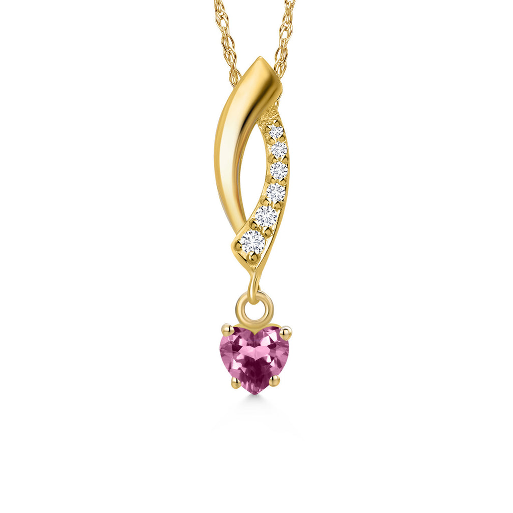 Pink Tourmaline - October_Pendant in 10K Yellow Gold
