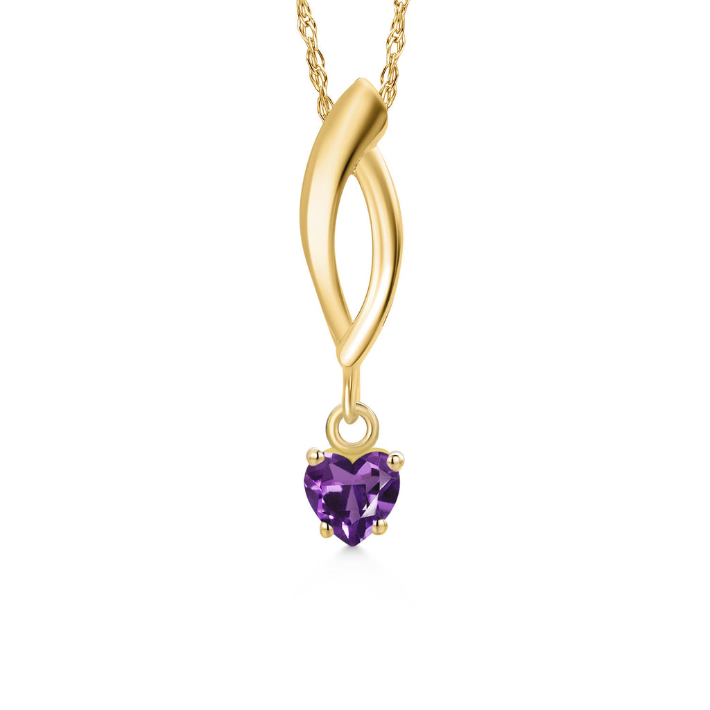 Amethyst - February_Pendant in 10K Yellow Gold