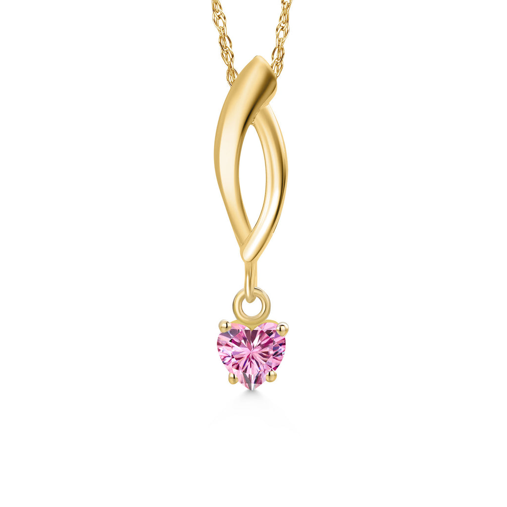 Pink Moissanite - April_Pendant in 10K Yellow Gold