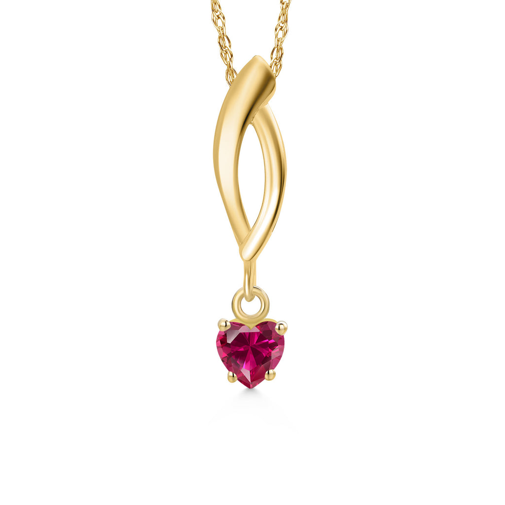Created Ruby - July_Pendant in 10K Yellow Gold