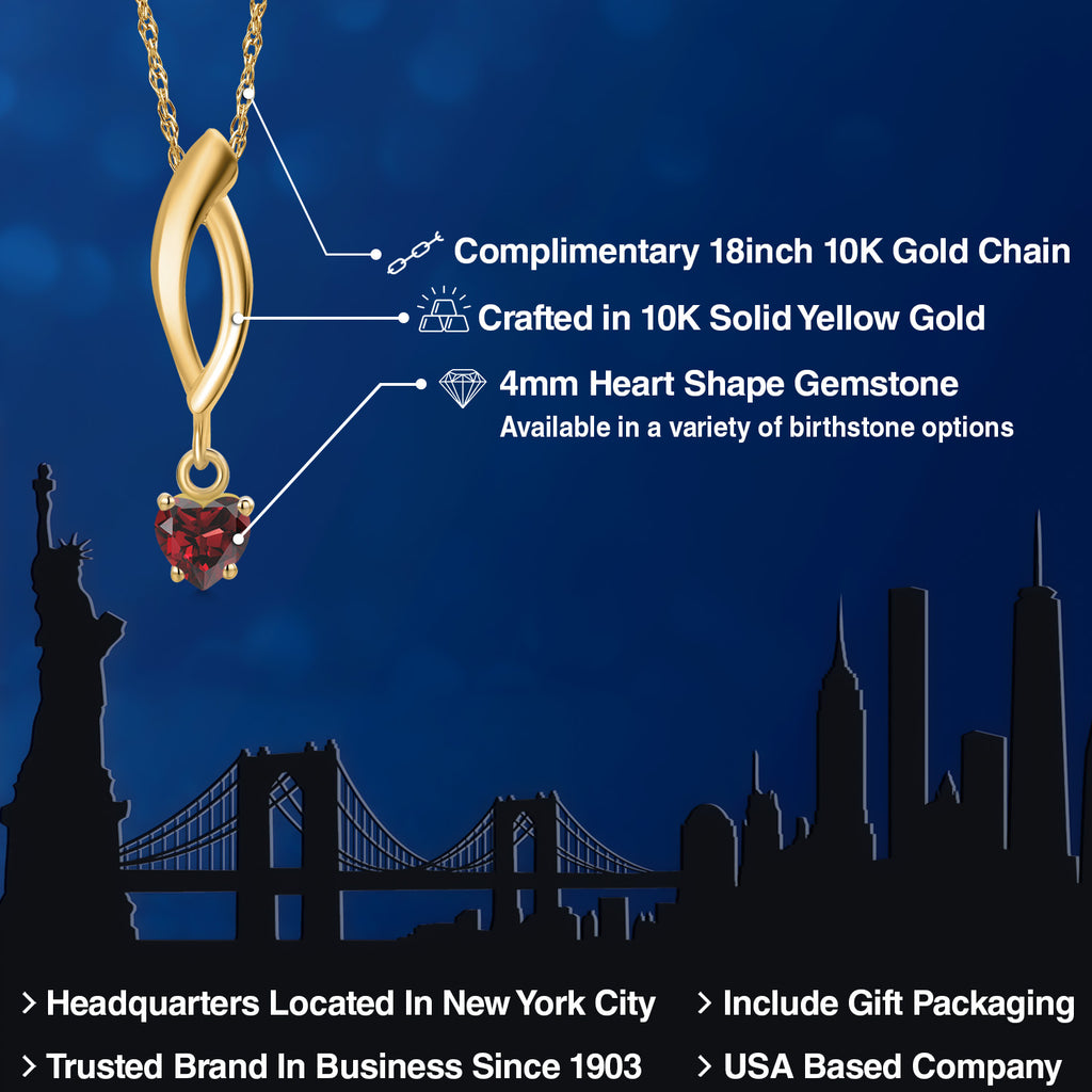 Garnet - January_Pendant in 10K Yellow Gold