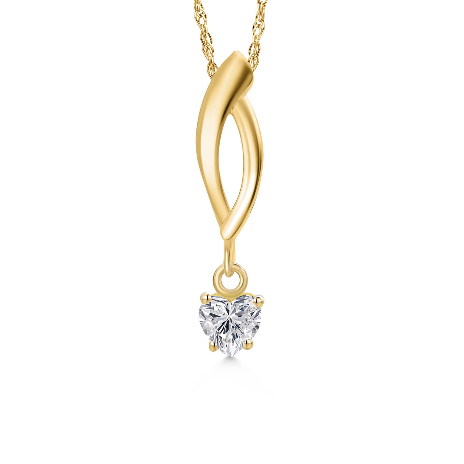 10K Yellow Gold Lab Grown Diamond Pendant Necklace for Women | 0.29 Cttw | Gemstone April Birthstone | Heart Shape 4MM | With 18 Inch Chain