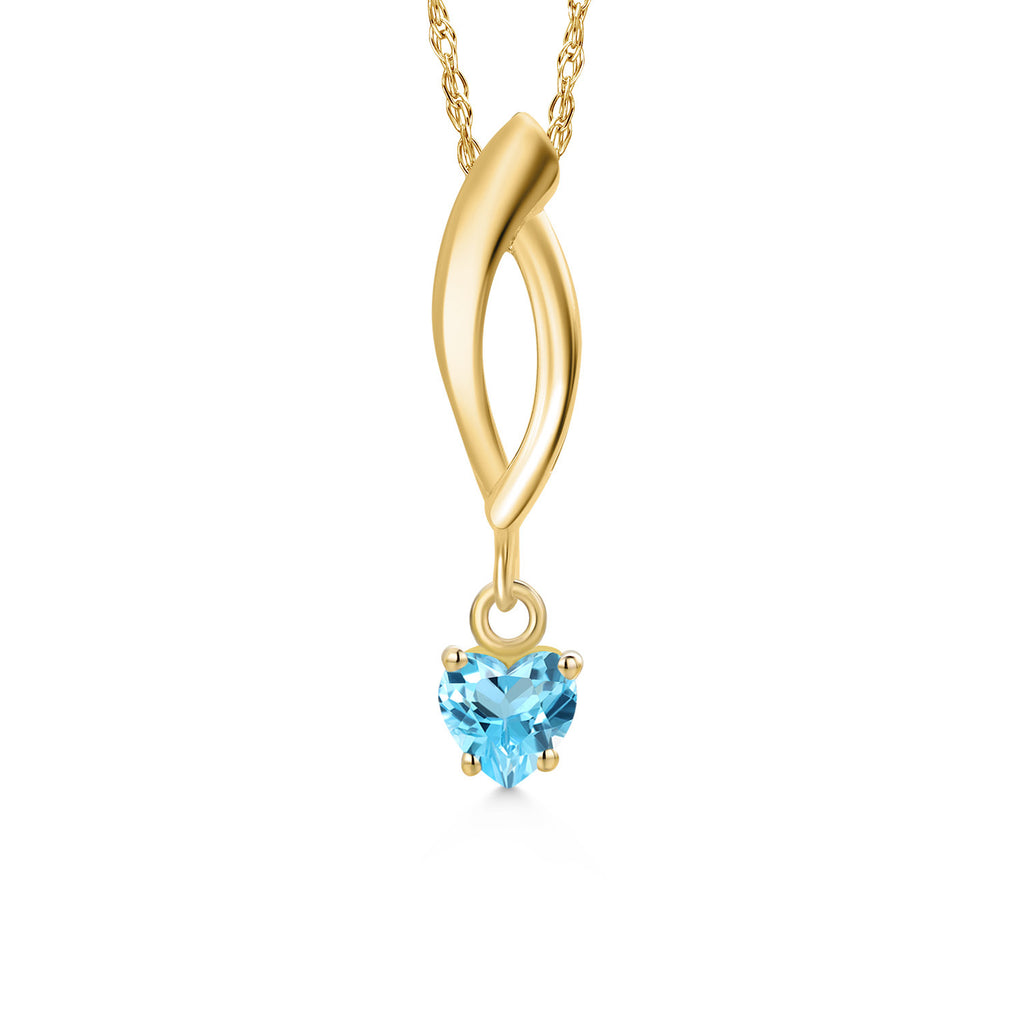 Swiss Blue Topaz - November_Pendant in 10K Yellow Gold