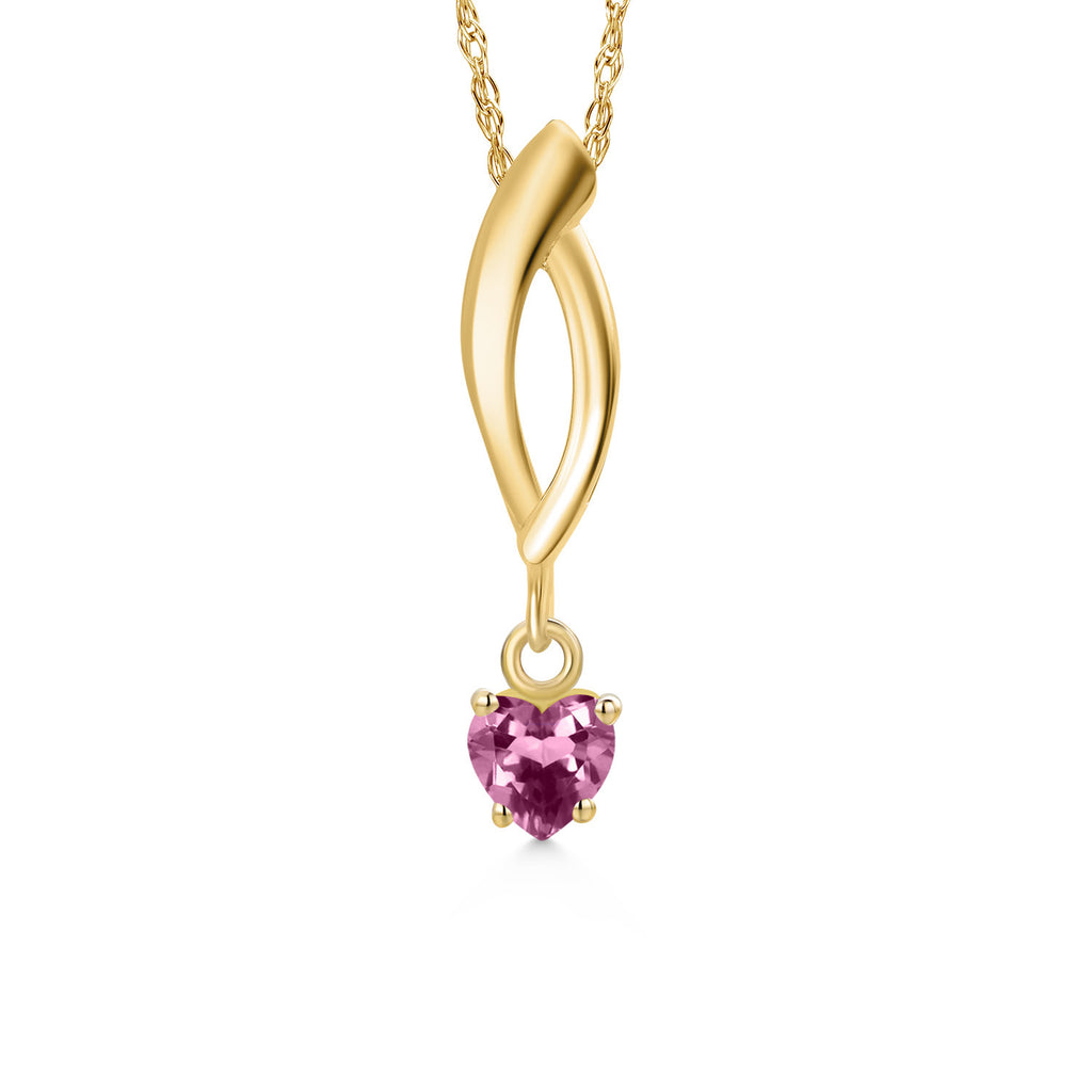 Pink Tourmaline - October_Pendant in 10K Yellow Gold
