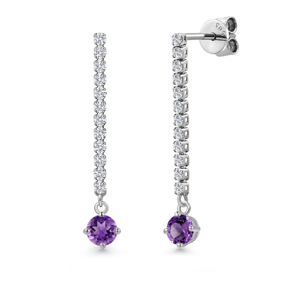 Amethyst - February_Earrings in 14K White Gold