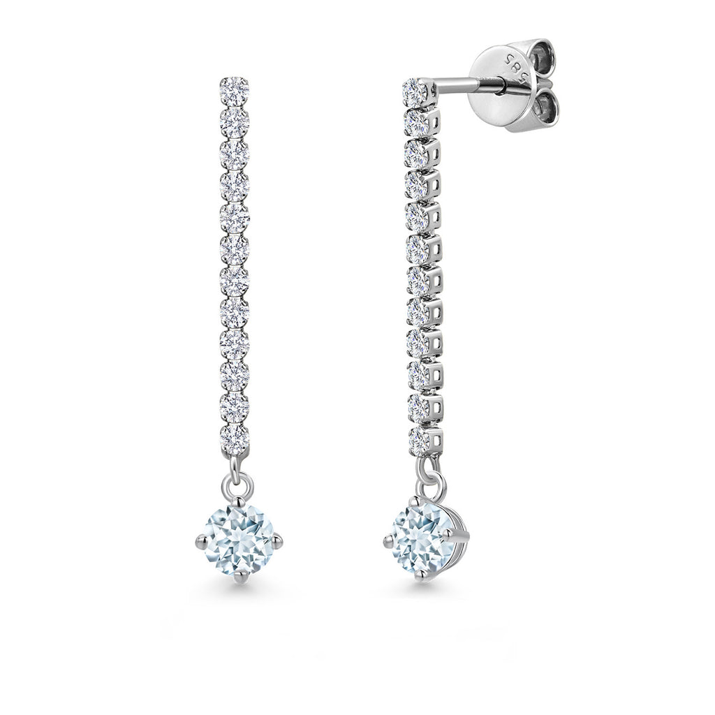 Aquamarine - March_Earrings in 14K White Gold