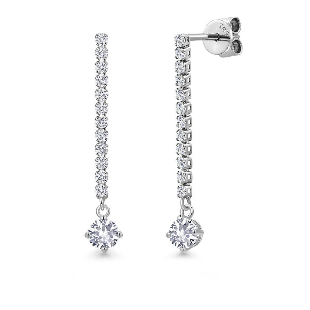 White Created Sapphire - September_Earrings in 14K White Gold