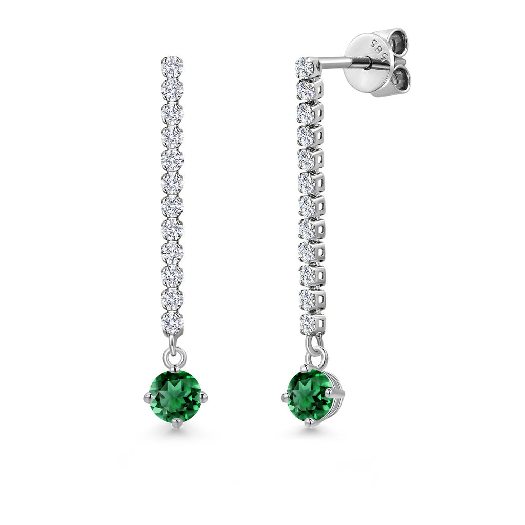 Nano Emerald - May_Earrings in 14K White Gold