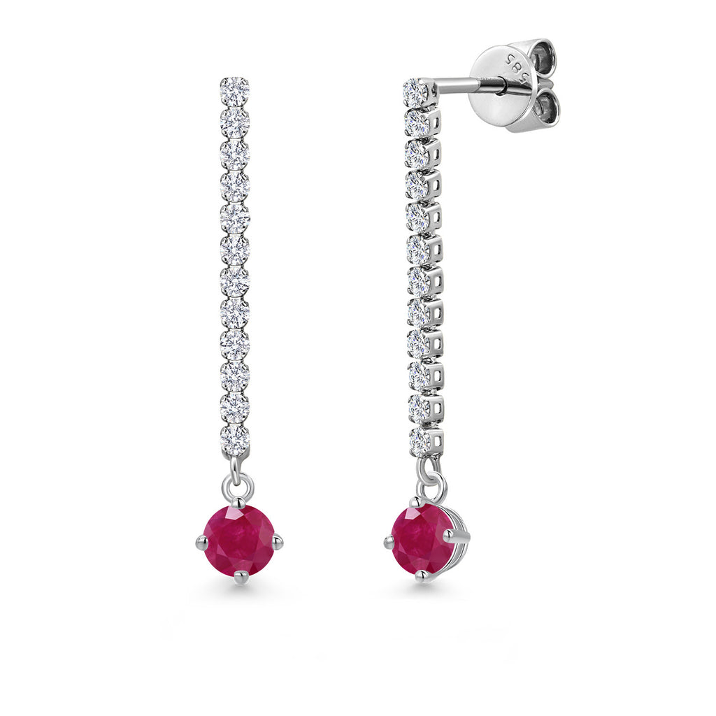 Ruby - July_Earrings in 14K White Gold