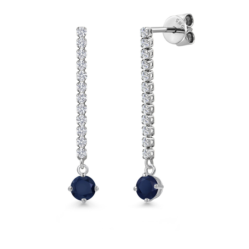 Blue Sapphire - September_Earrings in 14K White Gold