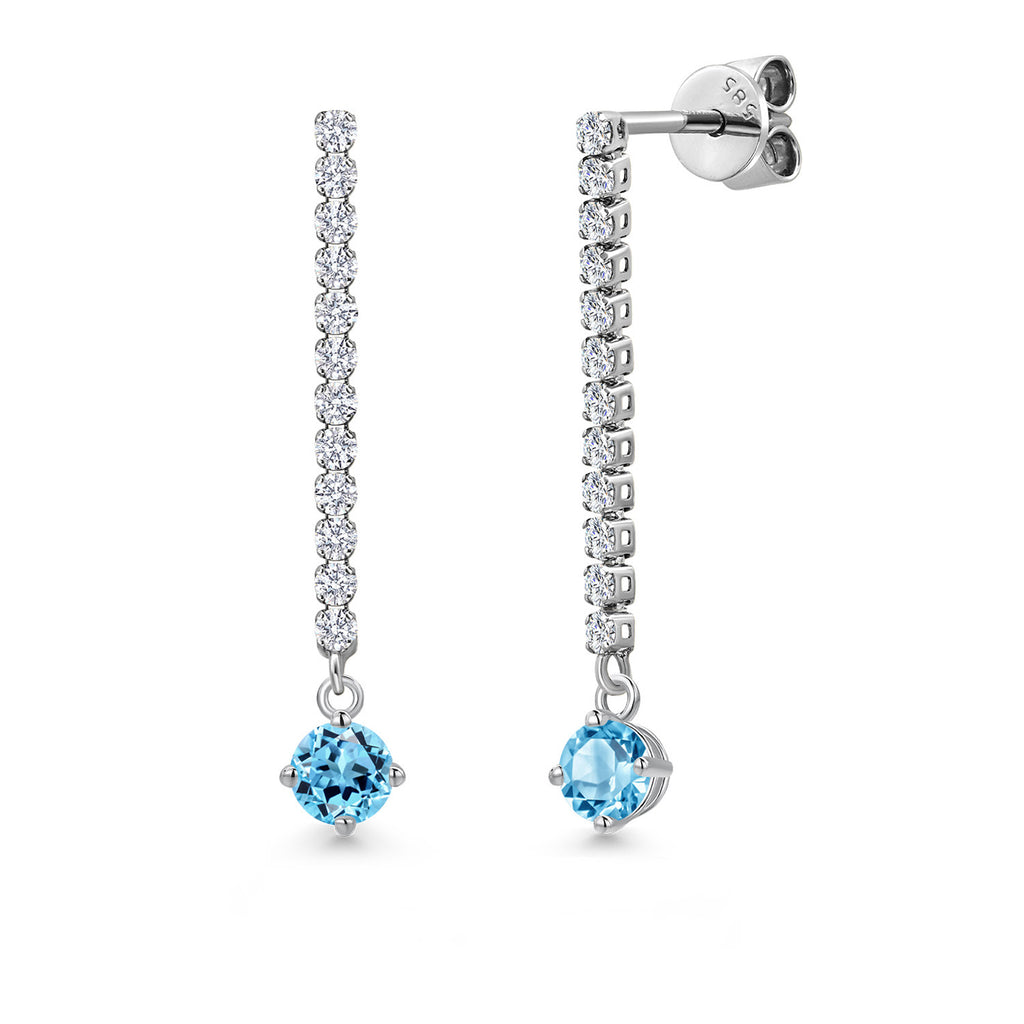 Swiss Blue Topaz - November_Earrings in 14K White Gold