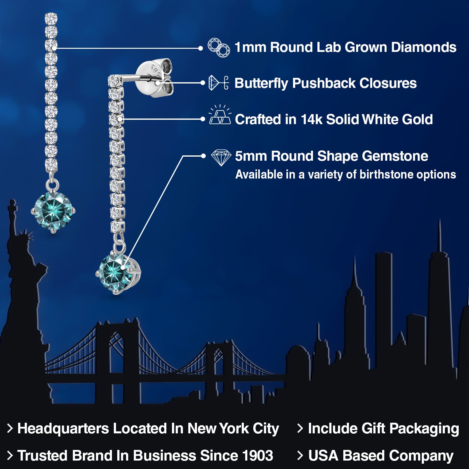 Earrings in 14K White Gold