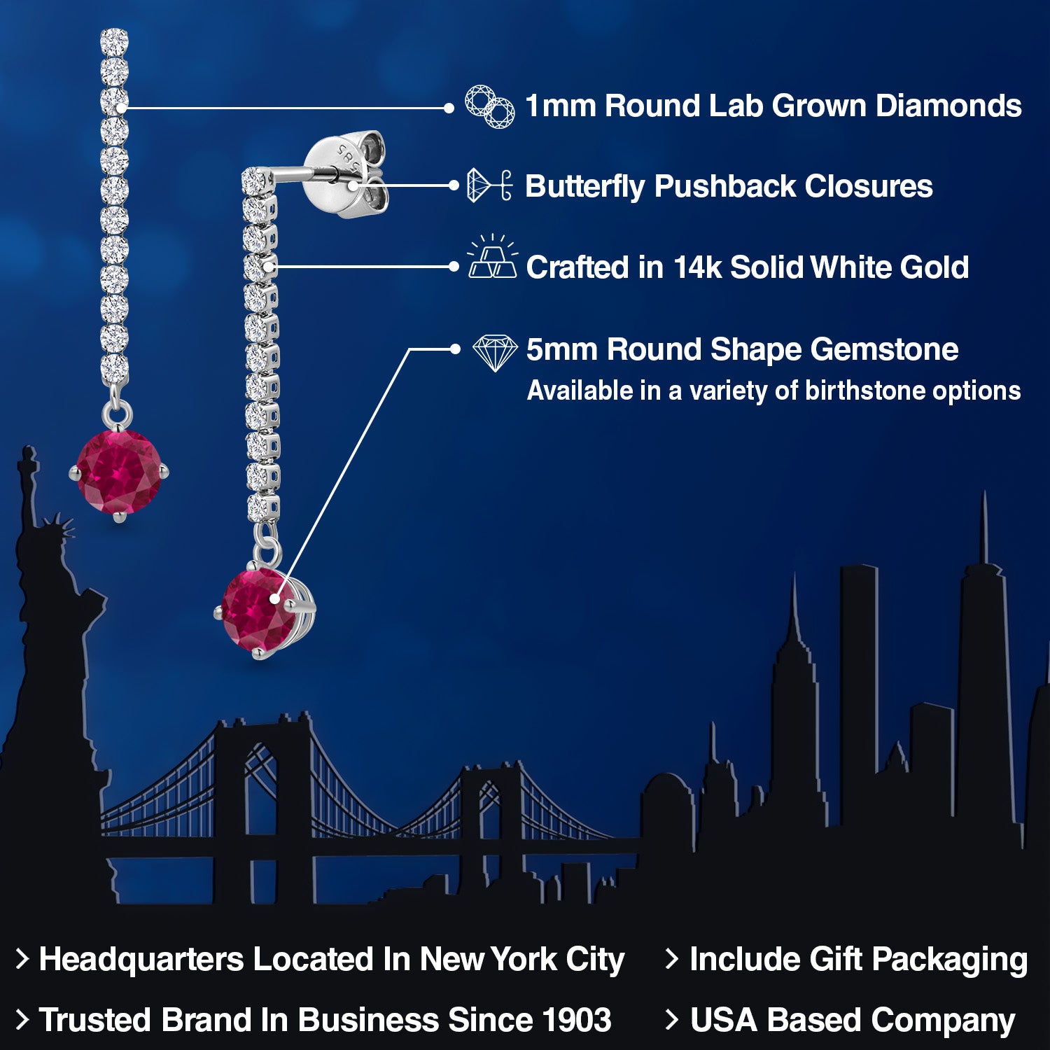Earrings in 14K White Gold