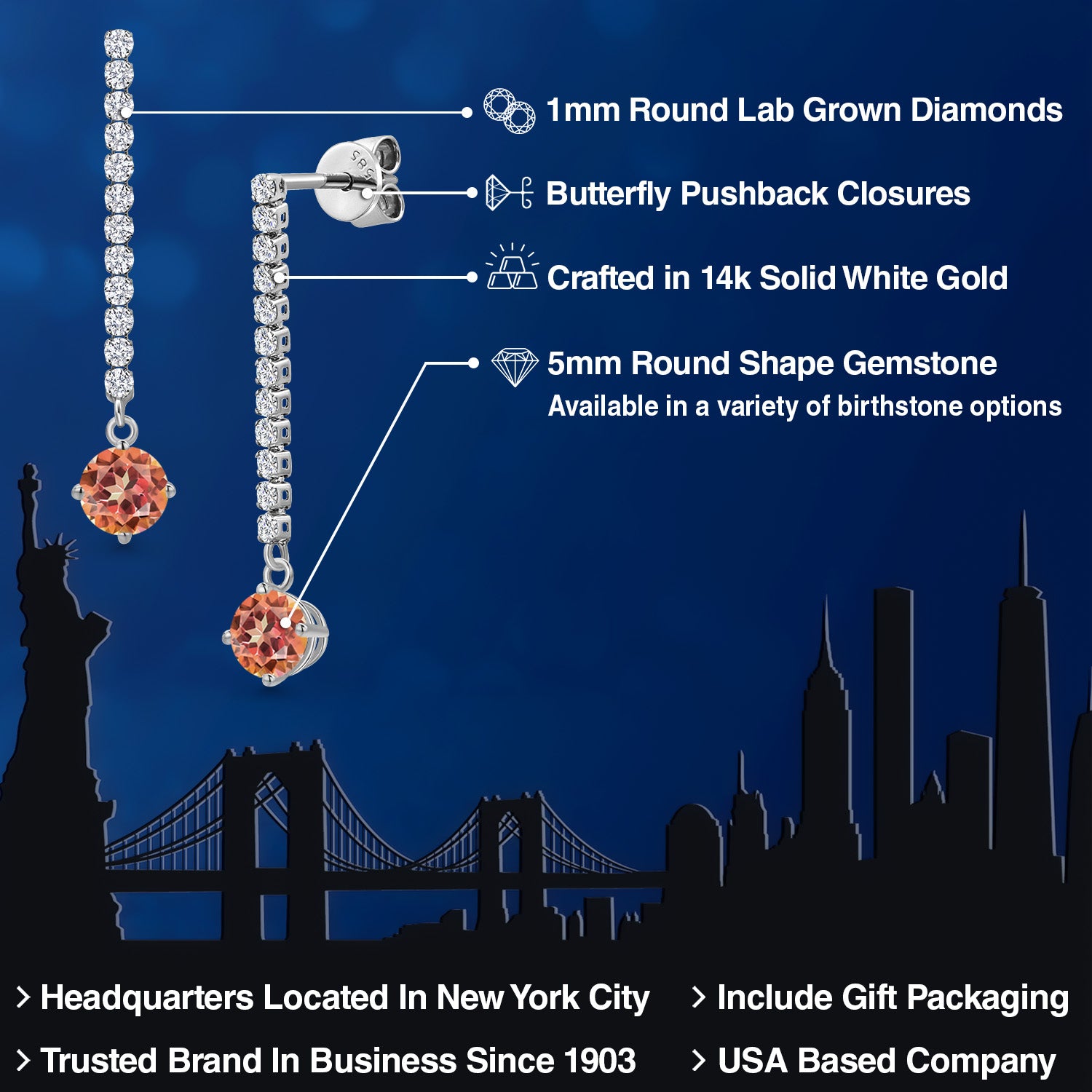 Earrings in 14K White Gold