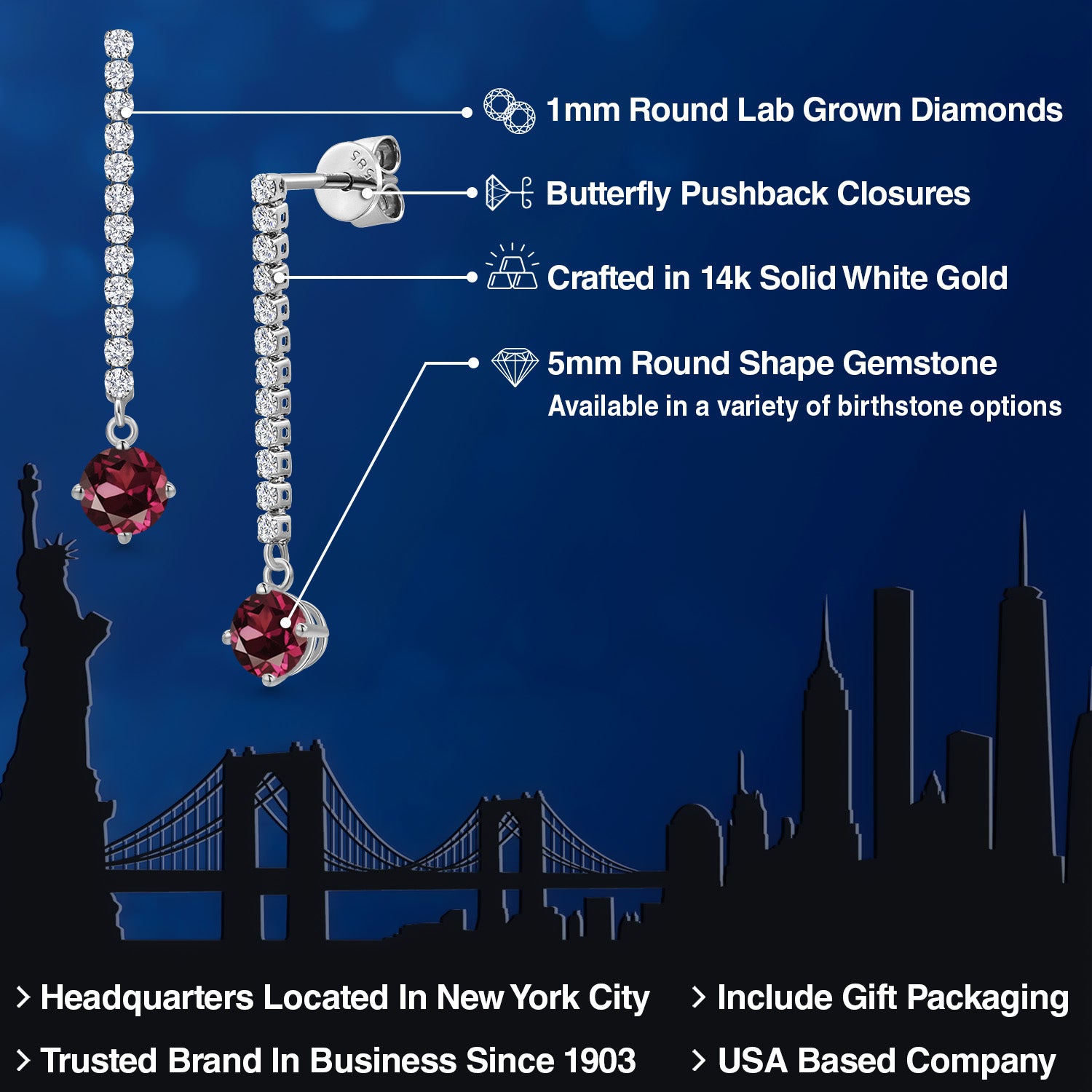 Earrings in 14K White Gold