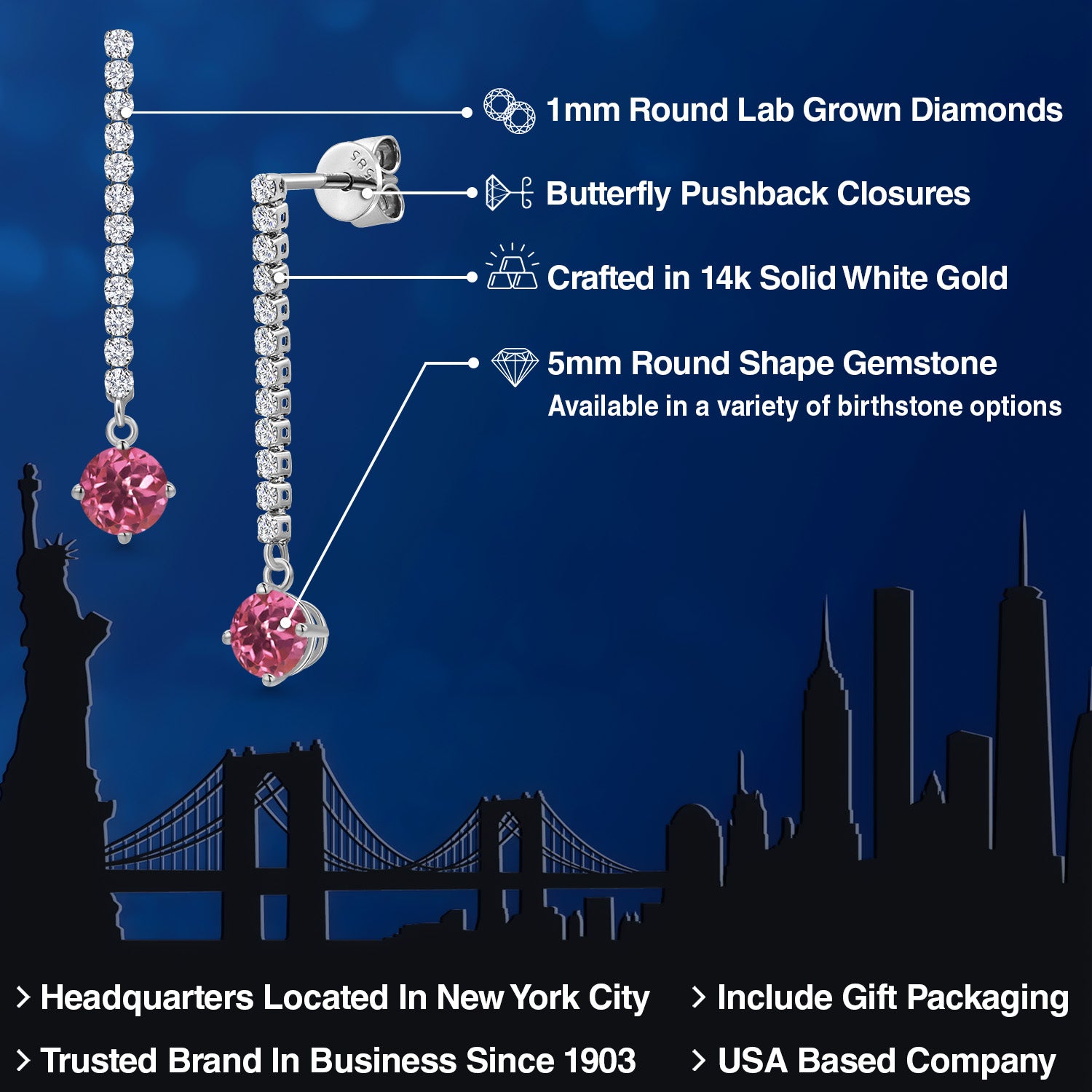 Earrings in 14K White Gold