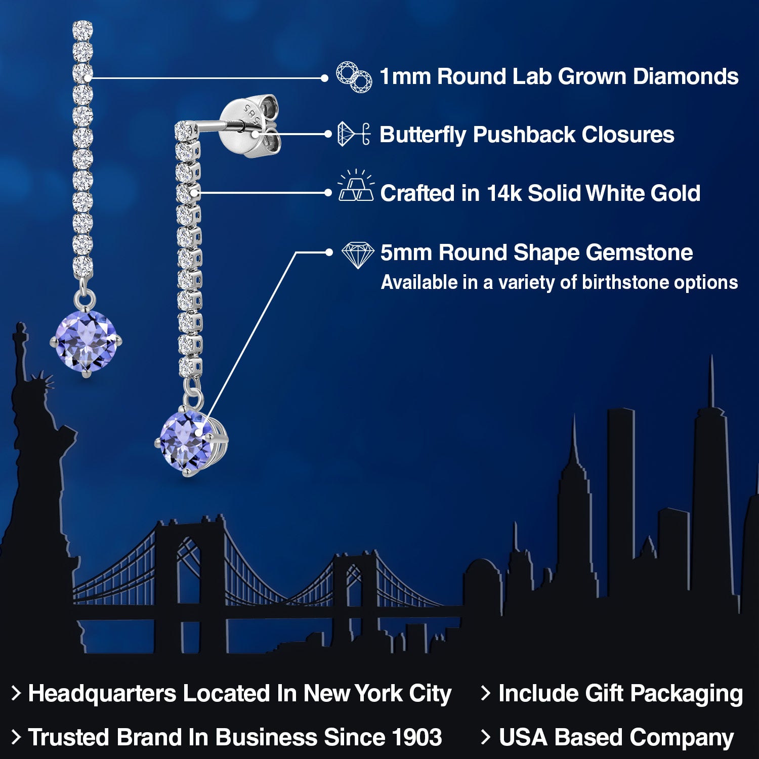 Earrings in 14K White Gold