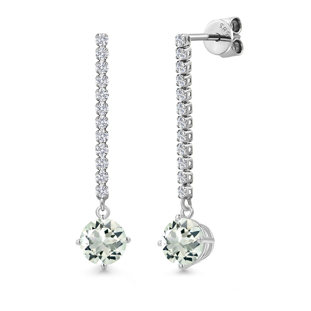 Prasiolite_Earrings in 14K White Gold
