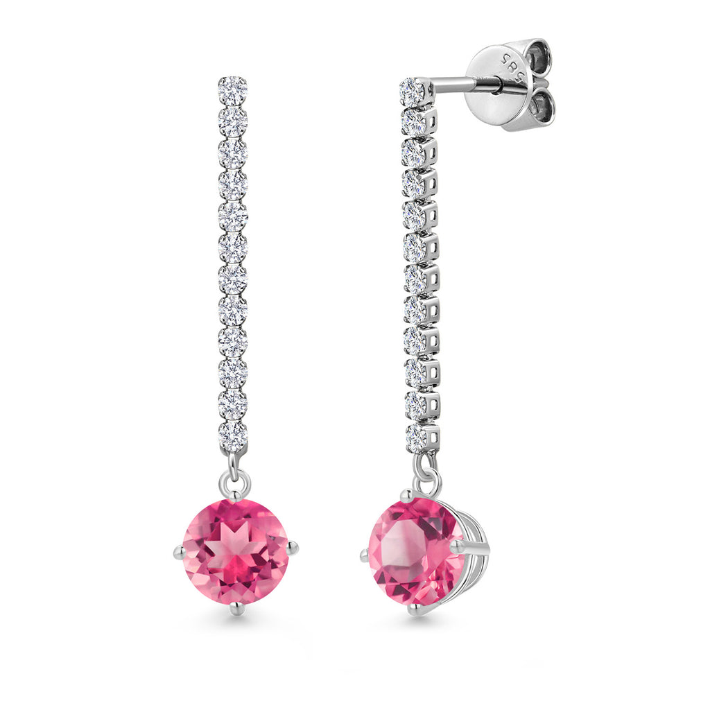 Pink Mystic Topaz_Earrings in 14K White Gold
