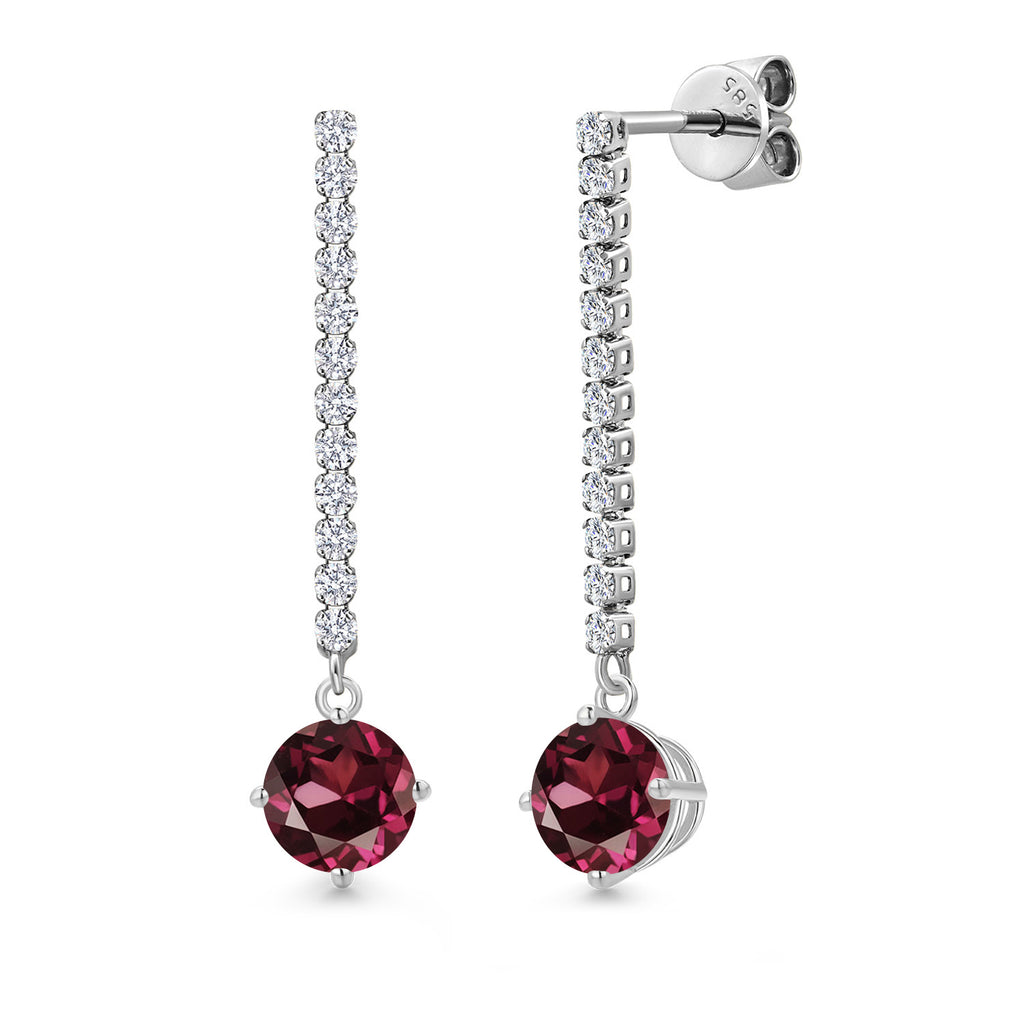 Rhodolite Garnet_Earrings in 14K White Gold