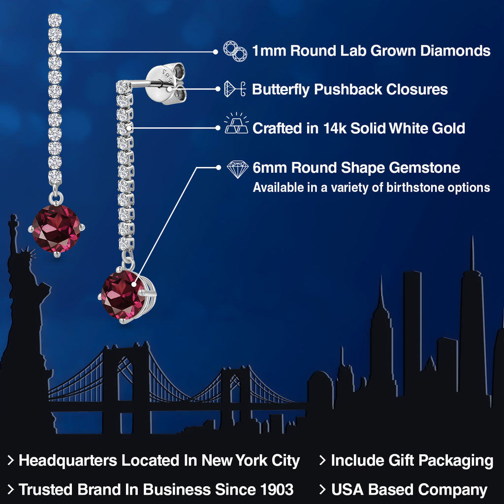 Rhodolite Garnet_Earrings in 14K White Gold