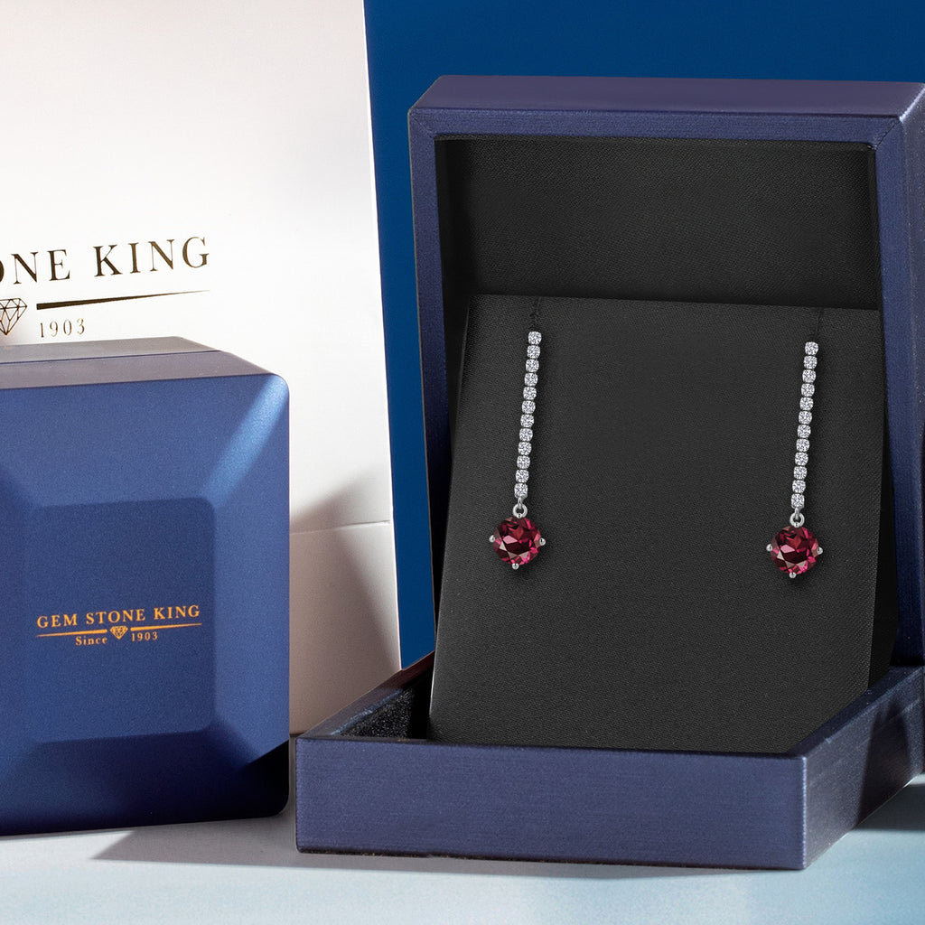Rhodolite Garnet_Earrings in 14K White Gold