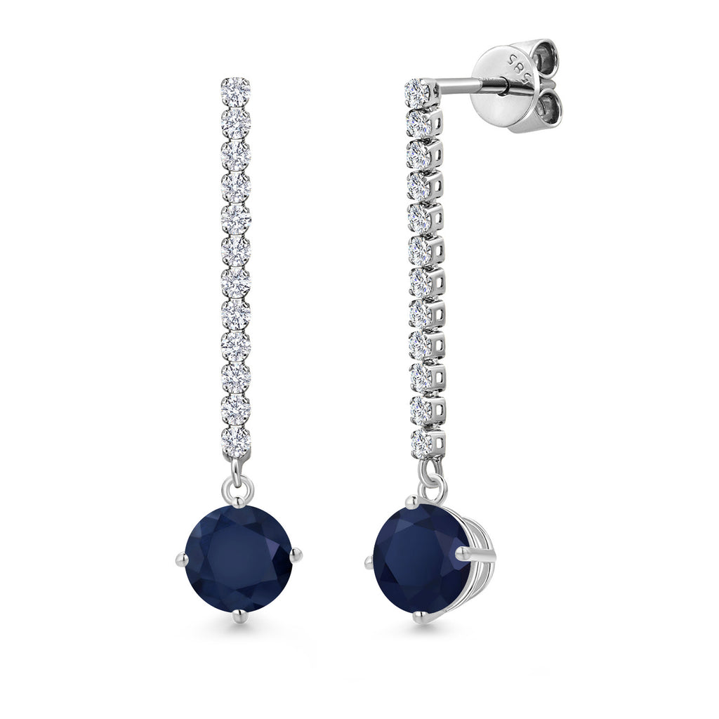 Blue Sapphire - September_Earrings in 14K White Gold