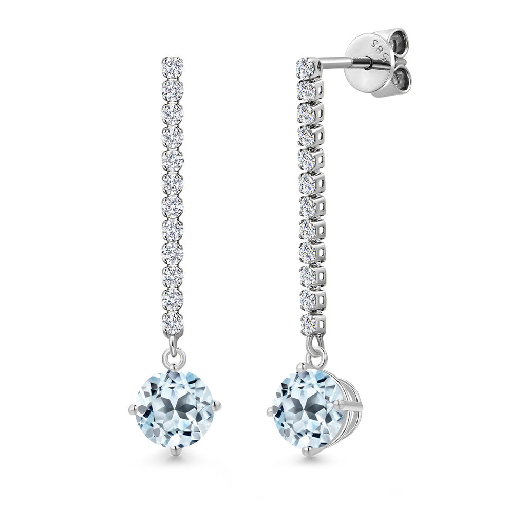 Sky Blue Topaz - November_Earrings in 14K White Gold