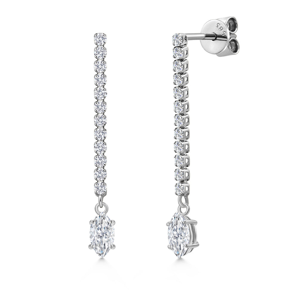 White Moissanite - April_Earrings in 14K White Gold