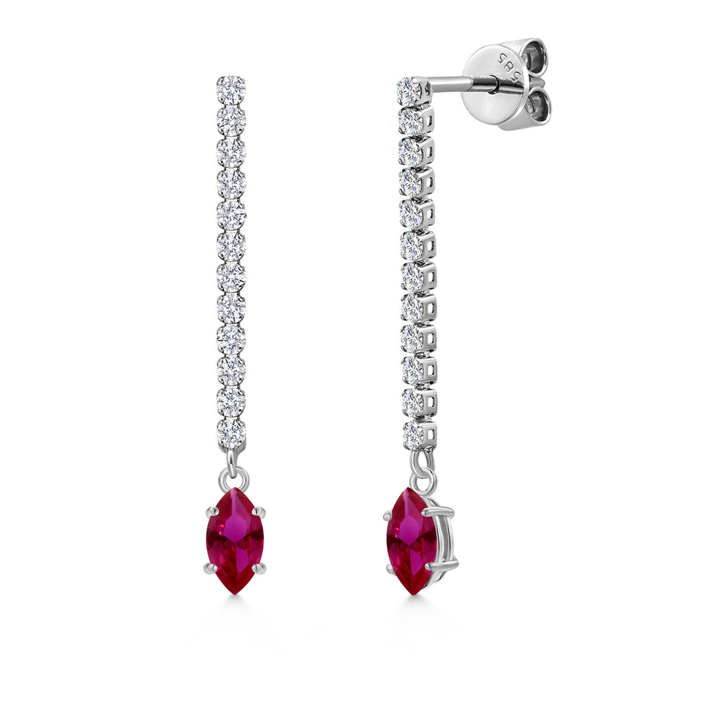 Created Ruby - July_Earrings in 14K White Gold