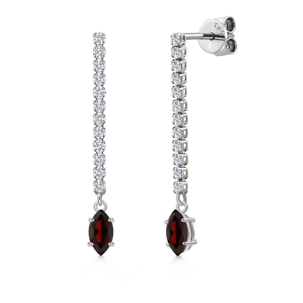 Garnet - January_Earrings in 14K White Gold